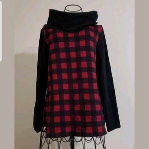 Talbots Red Black Turtleneck Sweater Long Sleeves